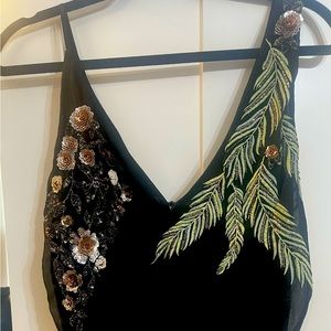 Embroidered print bodysuit